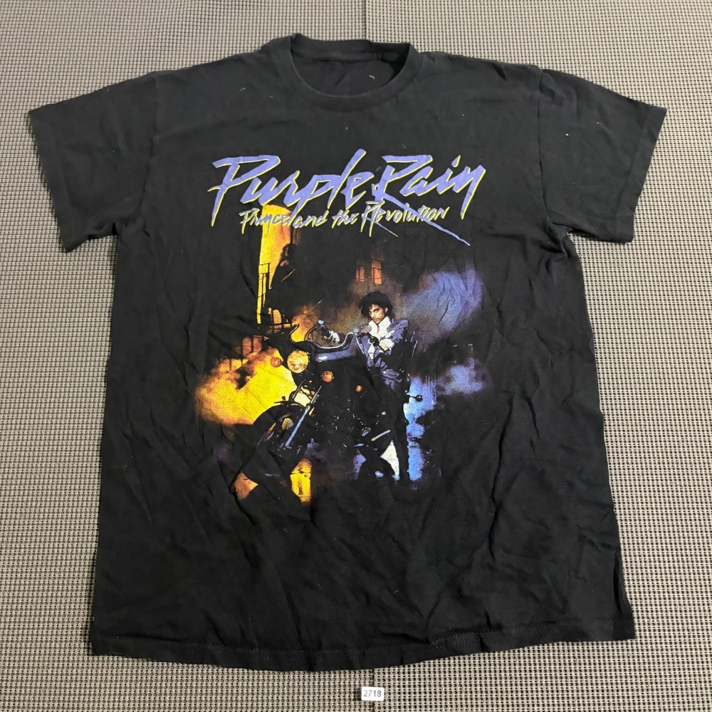 Prince and the Revolution Purple Rain Black Graphic T-Shirt Size Estimated M